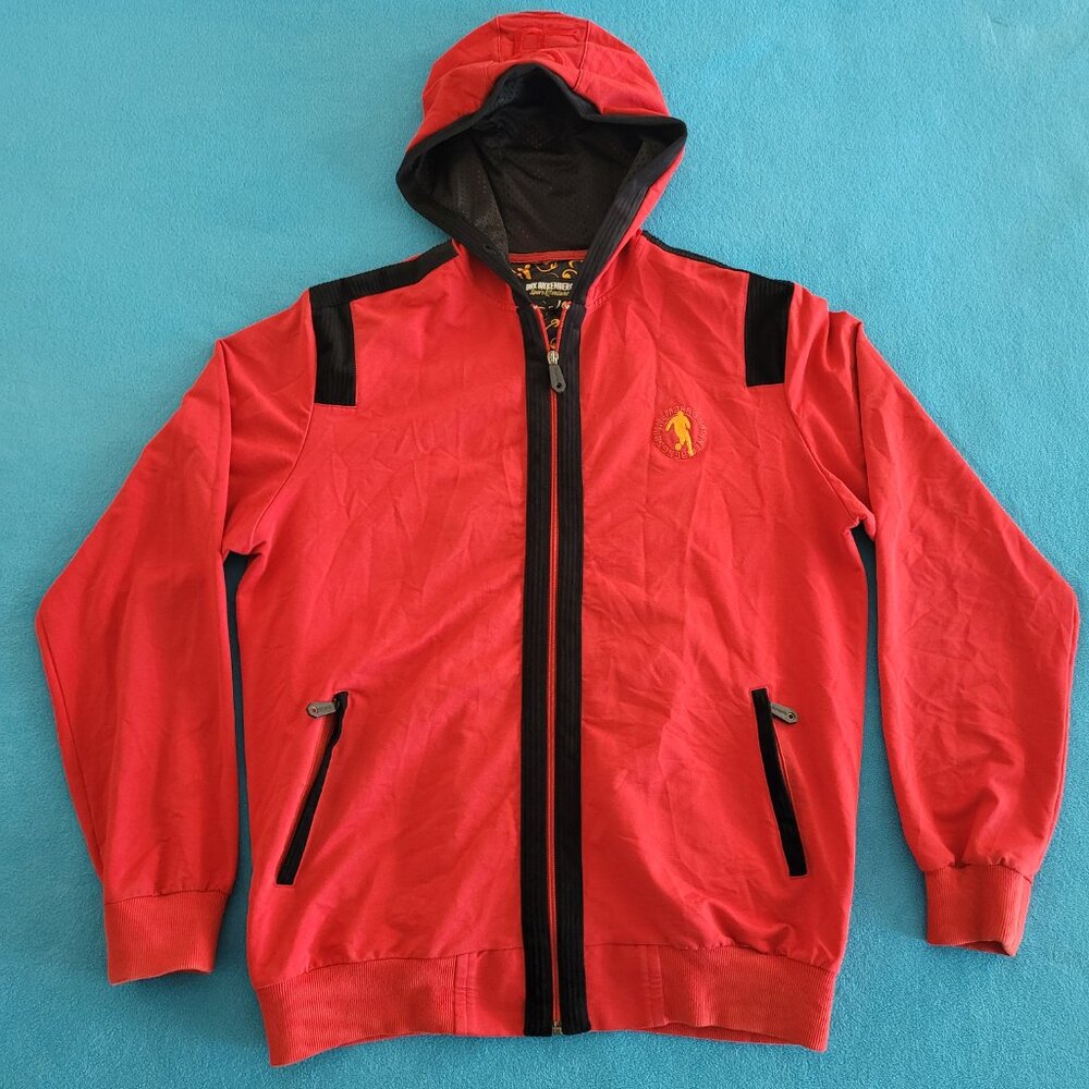 Dirk Bikkembergs Sport Couture full zip hooded jacket embroidered red size XL